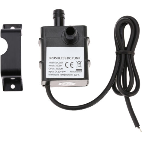 Decdeal 5W DC12V Mikro-Bürstenlos-Amphibien-Tauchpumpe, ultraleise, für Aquarium, Springbrunnen, Umwälzung, 260 l/h, 350 cm, IP68, Schwarz