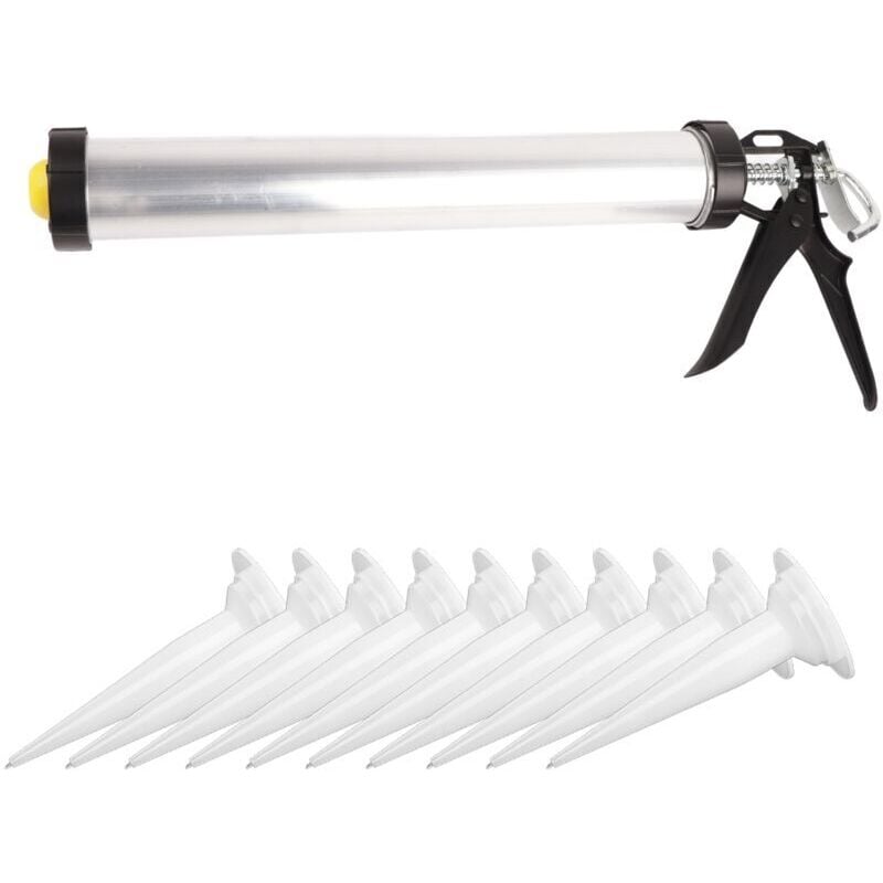 Image of Decdeal 600 ml Silikon-Kartuschenpistole mit Aluminiumrohr mit 10 Düsen