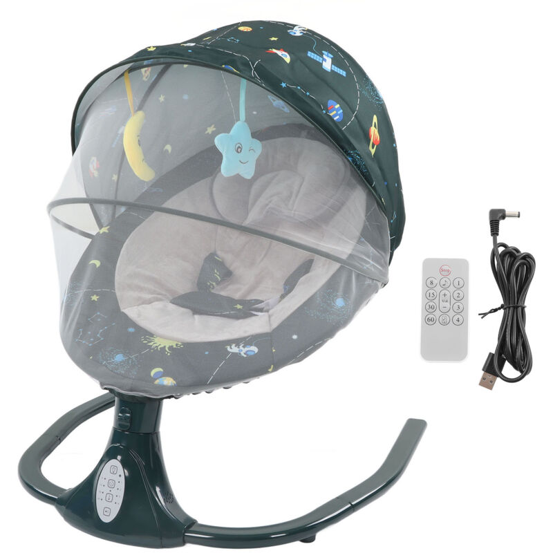 Decdeal Balancelle Smart Bébé Pliable Détachable - 4 Modes Bluetooth - Haut-parleur Musical avec Télécommande