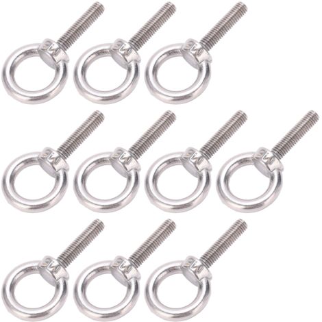 Decdeal Boulon d'œil 10pcs 304 en acier inoxydable soulevant la gamme de vis de vis à bague ronde m6x25
