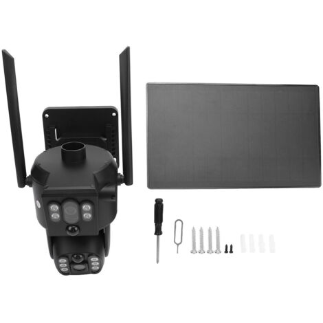 Decdeal Caméra de sécurité solaire 8MP 4K Dual Lens Wireless Full Color Vision Night Talk Talk Human Detection IP55 Résistant à l'eau extérieure