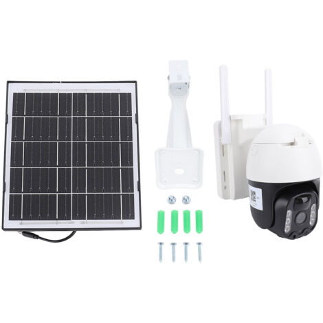 Decdeal Caméra solaire 1920 × 1080p Surveillance sans fil de sécurité à 320 degrés pour extérieur
