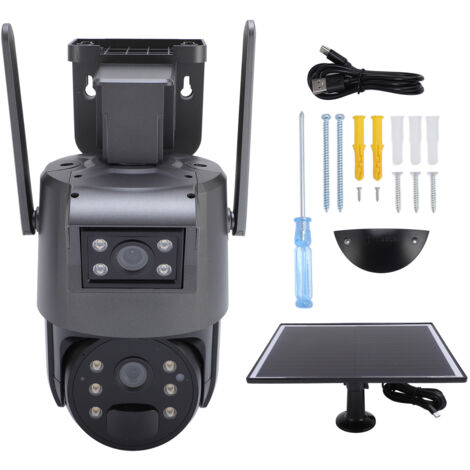 Decdeal Caméra solaire 4MP HD WiFi Outdoor pour la ferme Home Farm Pond IP67 Rating Audible and Visual Alert
