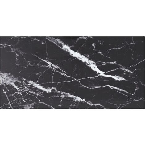 Decdeal – Dessus de table noir 100x50cm 6mm en verre trempé – Design marbre – Pour tables à manger et basses – Facile à nettoyer