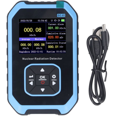Decdeal Dispositif de détecteur de rayonnement nucléaire compteur dosimètre portable portable portable bêta bêta gamma x mètre de rayon bleu