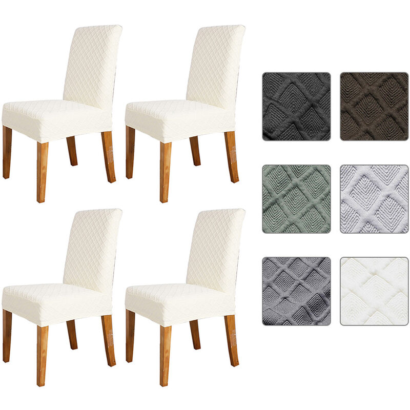 

Funda para silla de comedor con celosia de diamante macizo elastico,para silla de comedor de hotel,Beige - Decdeal