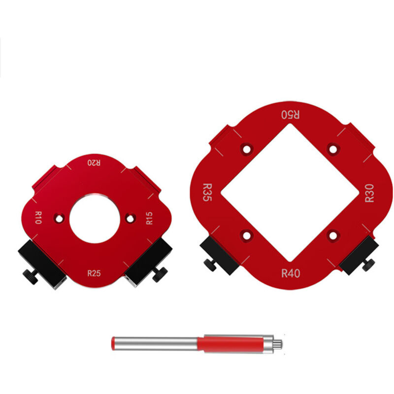 Decdeal Gabarit de mèche de routeur à coins arrondis, gabarit de rayon de coin de Table en alliage d'aluminium R10 R15 R20 R25 R30 R35 R40 R50