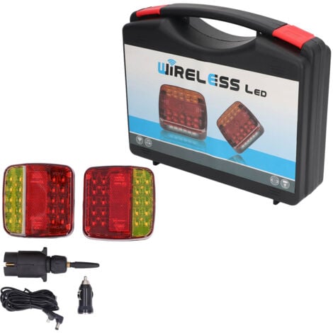 Decdeal Kit de lumières de remorque carrées, sans fil,étanche IP65,magnétique,rouge,jaune,DC5V
