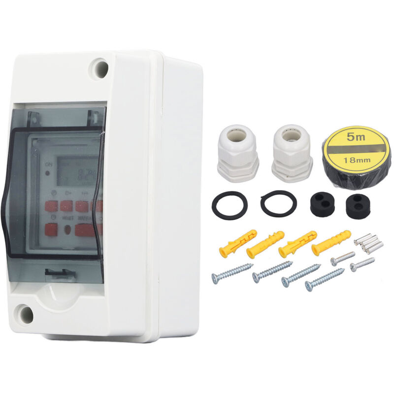 Minuterie Programmable 7J/28 Cycles,affichage lcd Programmable numérique,Boîtier Étanche + Alimentation 85-265V - Decdeal