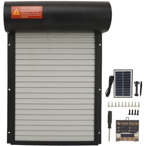 Decdeal porte poulailler automatique solaire,accessoire poulailler,avec minuterie,pour équipement de sécurité agricole,Convient aux poulets,canards et oies de taille régulière,noir