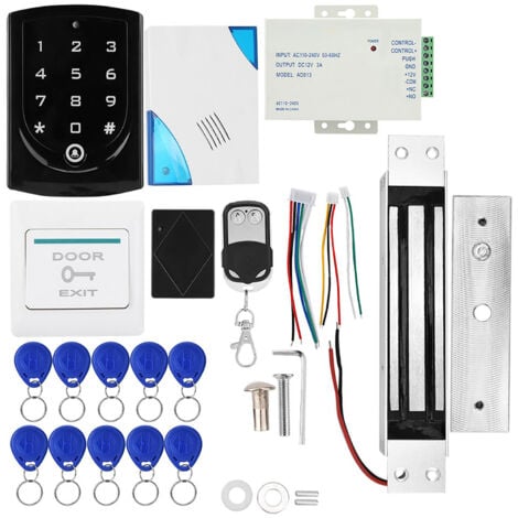 Decdeal Système de contrle d'accès aux portes, verrouillage magnétique 180KG, bouton de télécommande, sonnette, alimentation électrique, 10 porte-clés