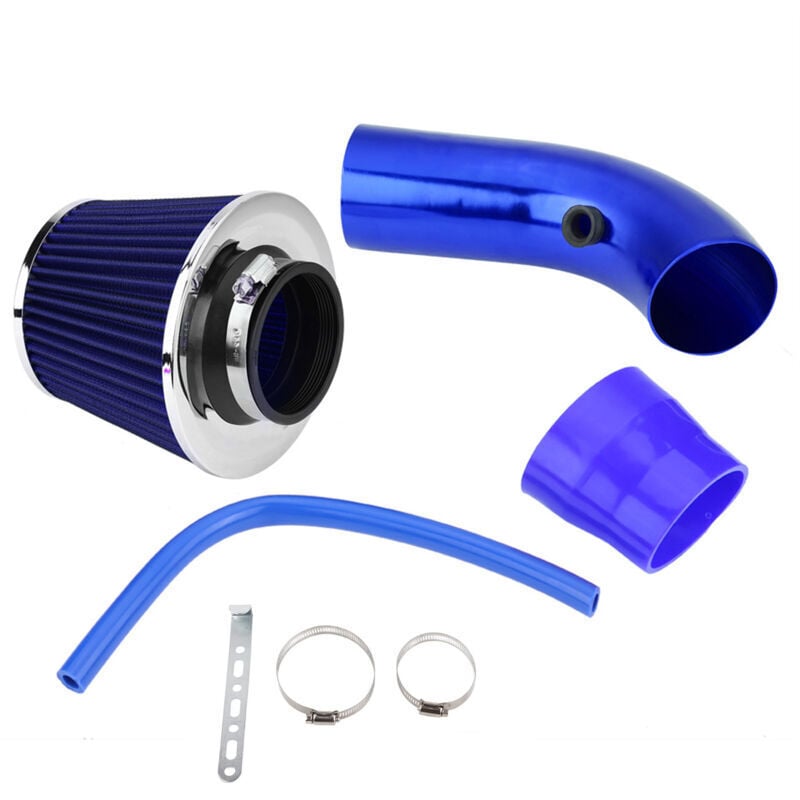 Image of Decdeal Universal 76 mm 3 Zoll Aluminium Auto Kaltluftansaugrohr-Kit Blau