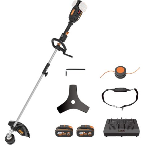 Decespugliatore 40 V (2 x 20 V) WORX PowerShare WG186E Include 2 batterie 2 Ah e caricatore Asse multifunzione p/er accoppiare segra, tagliasiepi o spazzola