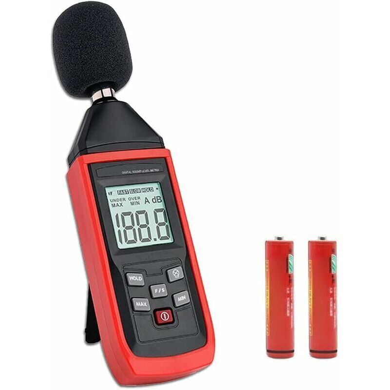 Décibelmètre, 30 à 130 dba Sonomètre Numérique Mesure du Bruit Audio db avec écran lcd Rétroéclairage Maintien De La Date Max/Min (Piles