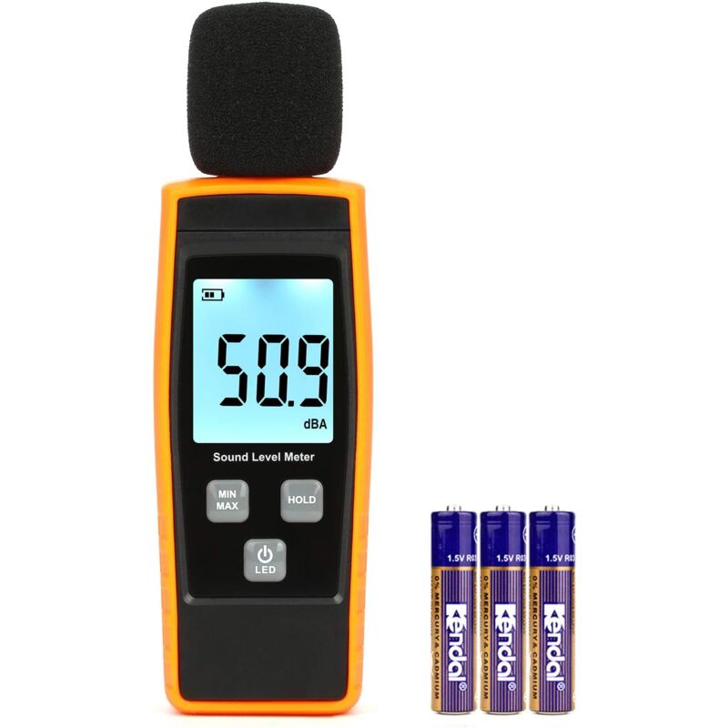 Decibelmetre - Sonomètre Portable Sonomètre numérique - Plage 30-130 dB (a) db mètre, niveau de bruit, testeur de surveillance décibels - Jaune