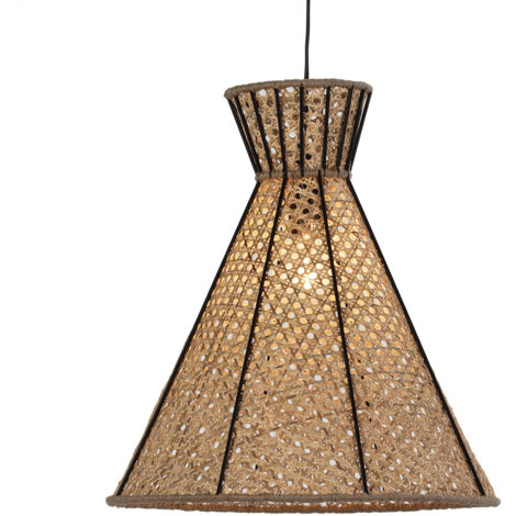 Decke 42x42x43 Black Metall / Natural Rattan Lighting / Federlampen Alle Stile, um dem Haus eine Note zu verleihen