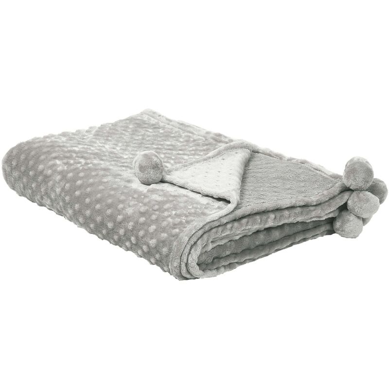 Beliani - Decke Hellgrau Polyester Flauschig Kuschelig 200 X 220 Cm