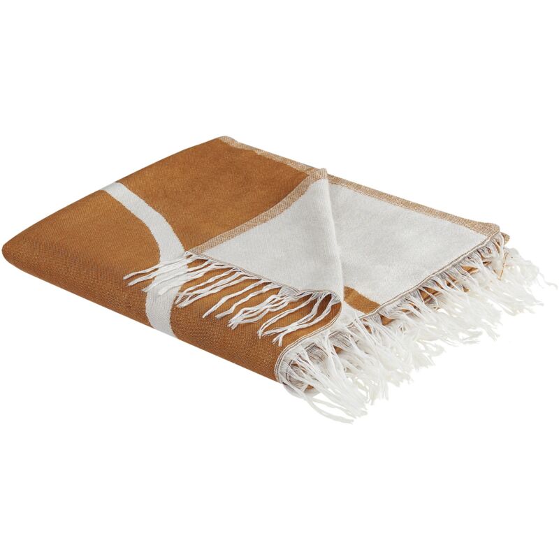 Beliani Kuscheldecke Palhi Stoff 130 X 170 Cm Orange