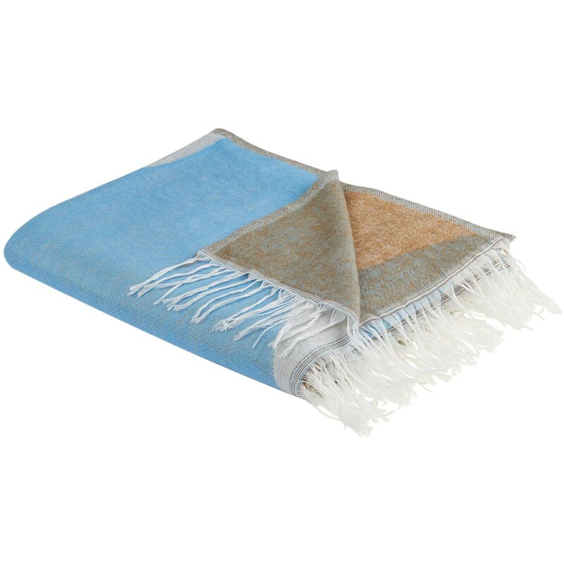 Beliani Kuscheldecke Hakui 130 X 170 Cm Blau