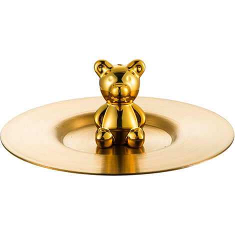 Deckel aus goldfarbenem Edelstahl, niedliches Bärenmotiv, glänzende Oberfläche und abgerundete Kanten, staubdicht für Becher und Gläser.