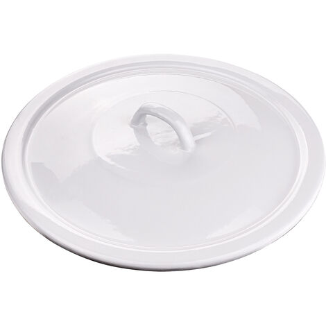 Deckel für Wassereimer Eimer 10 Liter weiß emailliert Putzeimer mit Holzgriffhenkel