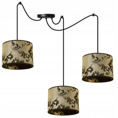 Decken-Hängelampe, Lampenschirm mit Spinnenmuster, Gold