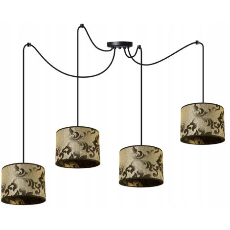 Decken-Hängelampe, Lampenschirm mit Spinnenmuster, Gold