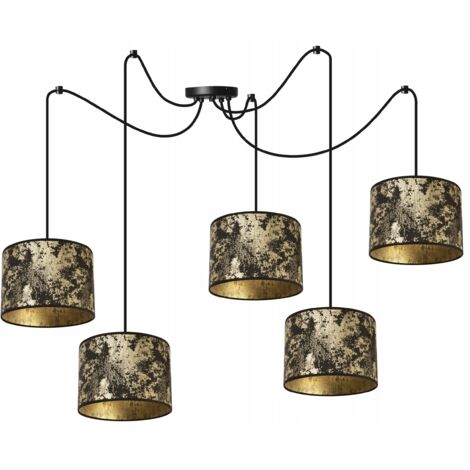 Decken-Hängelampe, Lampenschirm mit Spinnenmuster, Gold