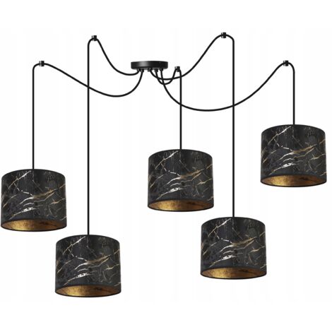 Decken-Hängelampe, Lampenschirm mit Spinnenmuster, Gold