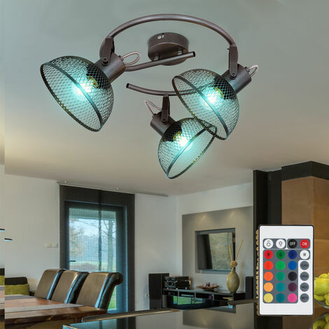 RGB LED Textil Decken Lampe DIMMER Fernbedienung Rondell Strahler schwenkbar 