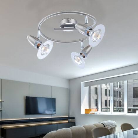 Decken Lampe Metall Chrom Leuchte Nickel Matt Spots Beweglich Schlaf Zimmer Flur