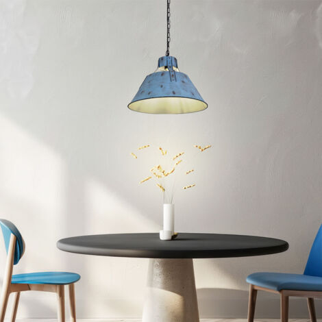 Decken Pendel Lampe Wohn Zimmer Industrie Design Hänge Leuchte blau im Set inkl. LED Leuchtmittel