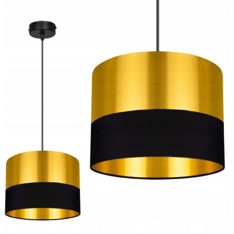 DECKENHÄNGELAMPE, GOLDENER LAMPENSCHIRM, LED