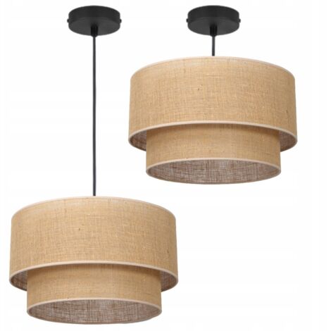 DECKENHÄNGELAMPE, JUTE-LAMPENSCHIRM, 45 CM, DOPPELT