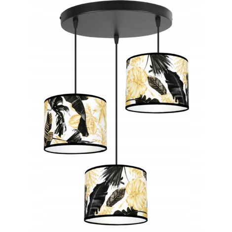 DECKENHÄNGELAMPE, LAMPENSCHIRM, GOLDENE BLUMEN, LED