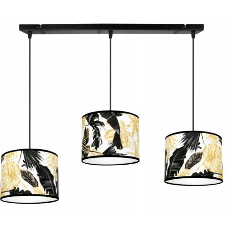 DECKENHÄNGELAMPE, LAMPENSCHIRM, GOLDENE BLUMEN, LED