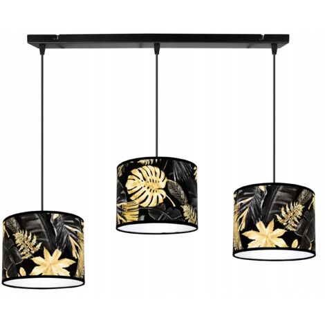 DECKENHÄNGELAMPE, LAMPENSCHIRM, GOLDENE BLUMEN, LED