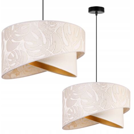 DECKENHÄNGELAMPE, SCHRÄGER LAMPENSCHIRM, BLÄTTER, 45 cm