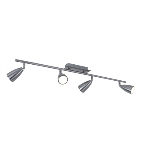 Deckenlampe 4 Strahler Spotleiste verstellbar Deckenleuchte nickel matt, Stahl, 4x GU10 Fassungen, LxB 78,5x7 cm