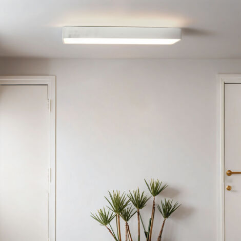Deckenlampe Aluminium Weiß 2-flammig länglich 3000 K warmweiß 1700 lm Modern Deckenleuchte