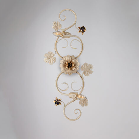 Deckenlampe aus Eisen-Elfenbein mit Roségold-Decape zwei Lichter 73x2x h17 cm