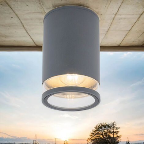 Deckenlampe außen Aluminium B: 11 cm IP44 Graphit E27 rund Modern