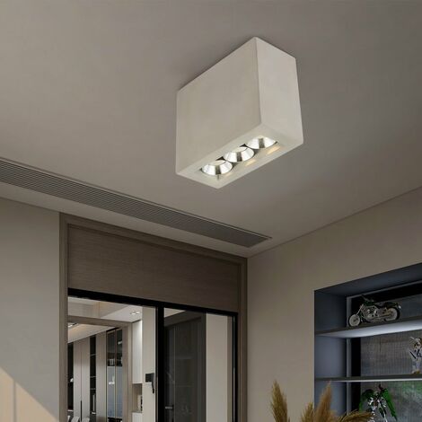 Deckenlampe Beton Deckenspot 3 flammig LED Strahler Wohnzimmerleuchte grau verchromt, 6,6W 440Lm 3000K warmweiß, LxBxH 12,2x5,6x10 cm