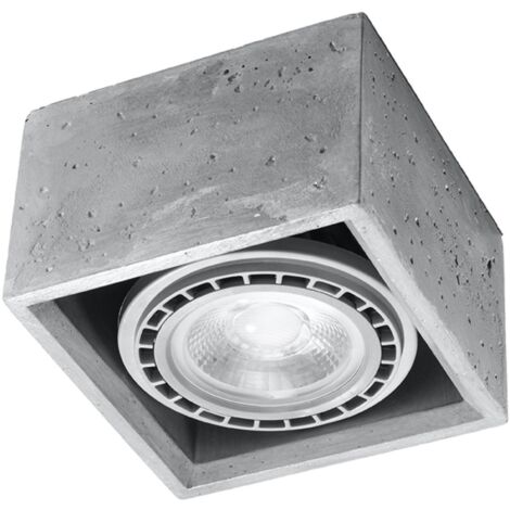 Deckenlampe Beton eckig B: 14 cm H: 9 cm klein für GU10 Aufputz Deckenspot Deckenleuchte