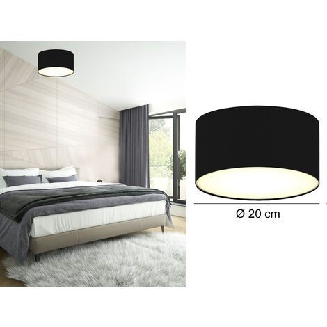 Deckenlampe CEILING DREAM, Stoff Schwarz / Abdeckung satiniert, Ø 20cm