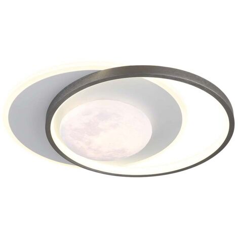 Deckenlampe Deckenleuchte Schlafzimmerlampe rund Mond Design grau weiß D 36,9 cm