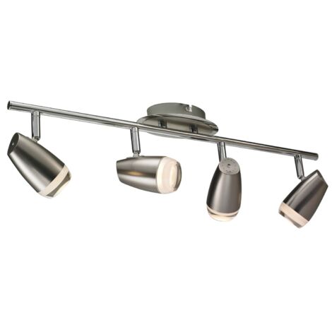 Deckenlampe Deckenleuchte Spotleuchte Leiste Wohnzimmerleuchte, 4 flammig Spots beweglich, Stahl Chrom klar, 4x LED 4W 320Lm 3000K, LxBxH 58x8x15,5cm