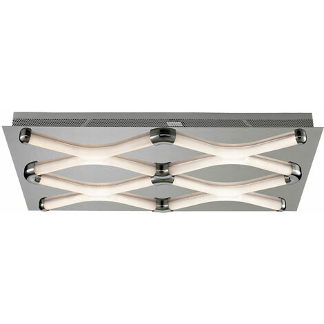 Deckenlampe Deckenleuchte Wohnzimmerlampe Schlafzimmerlampe Flurleuchte, Chrom satiniert, LED 7W 405Lm warmweiß, LxBxH 58x34x6cm