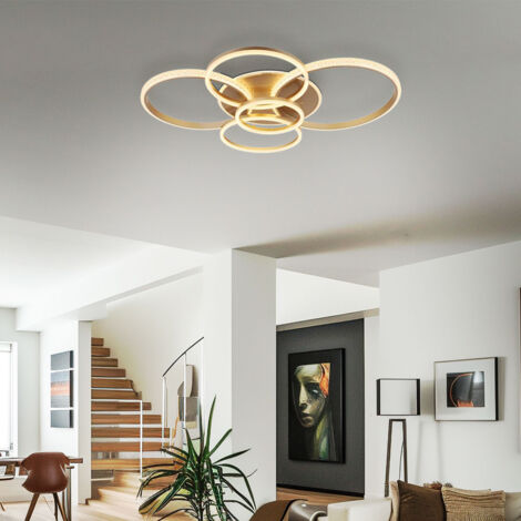 Deckenlampe Deckenleuchte Wohnzimmerleuchte LED Champagnerfarben Ringe L 110 cm