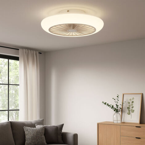 Deckenlampe Deckenventilator mit Beleuchtung leise Deckenleuchte mit Ventilator Schlafzimmer, Memoryfunktion kühlend, 18 Watt LED 1400lm 3000K, DxH 30x12 cm